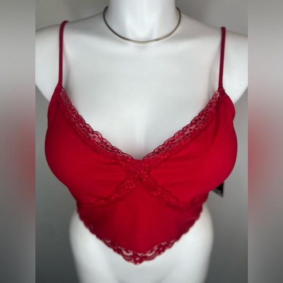 No Boundaries Red 3XL Padded Lace Trim Brami Tank Top New With Tags - Picture 14 of 16